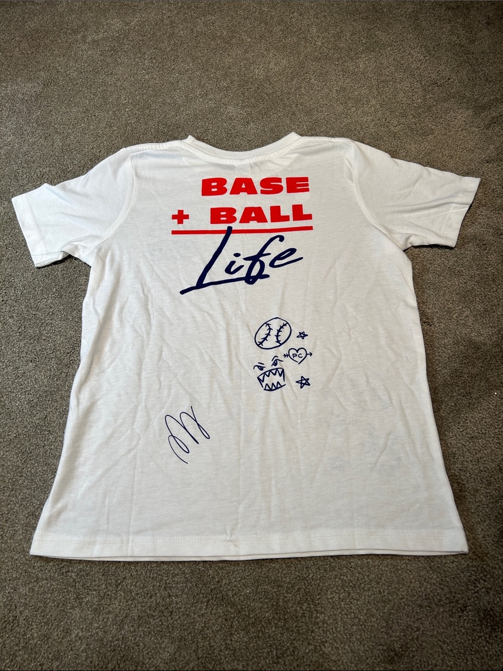 Kids White "Base + Ball Life" Graphic Tee